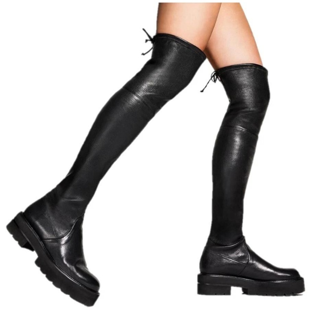 Stuart Weitzman Black Over-the-Knee Leather Boots
